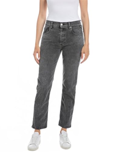 REPLAY Damen MAIJKE Straight Jeans, 096 MEDIUM Grey, 2528 von Replay