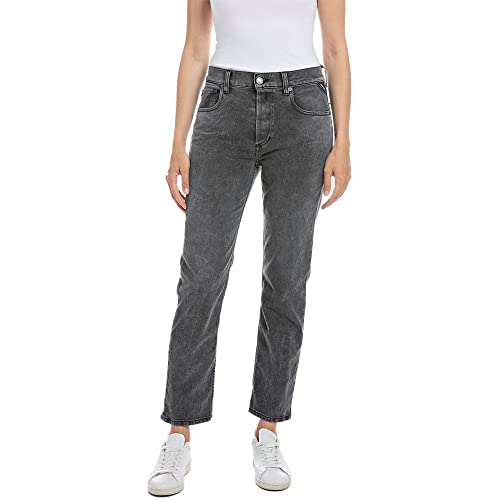 REPLAY Damen MAIJKE Straight Jeans, 096 MEDIUM Grey, 2528 von Replay