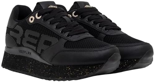 REPLAY Damen Penny Wave 2 Sneaker, 003 Black, 37 EU REPLAY Damen Penny Wave 2 Sneaker, 003 Black, 37 EU von Replay