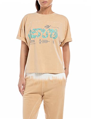 REPLAY Damen W3042 T-Shirt, 017 Sintra Ochre, XXS von Replay