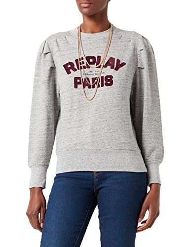 REPLAY Damen W3609 Kurzer Pullover, M15 Grey Melange, M von Replay