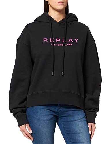 REPLAY Damen W3615 .000.23190G Kapuzenpullover, Schwarz (098 Black), XS von Replay