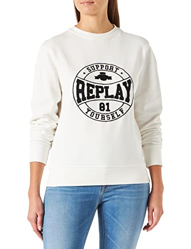 REPLAY Damen W3709 Sweatshirt, 011 Natural White, XS von Replay