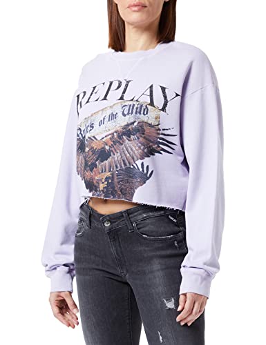 REPLAY Damen W3715 Sweatshirt, 273 Lavender, M von Replay