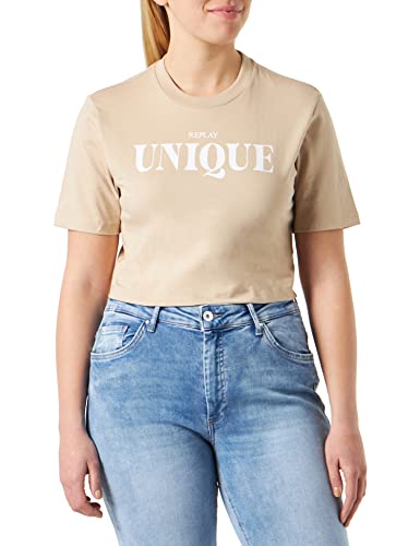 REPLAY Damen W3730A T-Shirt, 893 Sand, XXS von Replay