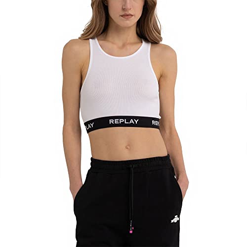 REPLAY Damen W3782 Trägershirt/Cami Shirt, 001 White, M von Replay