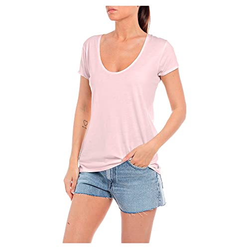 REPLAY Damen W3787 T-Shirt, 664 Light Rose, XXS von Replay