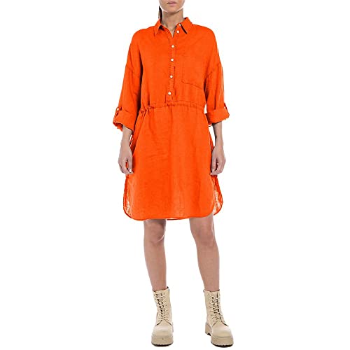 REPLAY Damen W9007 Kleid, 449 Bright ORANGE, XL von Replay