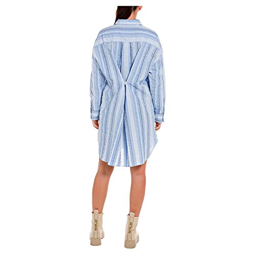 REPLAY Damen W9019 Kleid, 010 White/Azure/Blue, XXS REPLAY Damen W9019 Kleid, 010 White/Azure/Blue, XXS von Replay