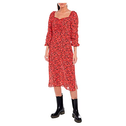 Replay Damen Kleid Langarm All Over Print, Red/Pink/Black 010 (Rot), M von Replay