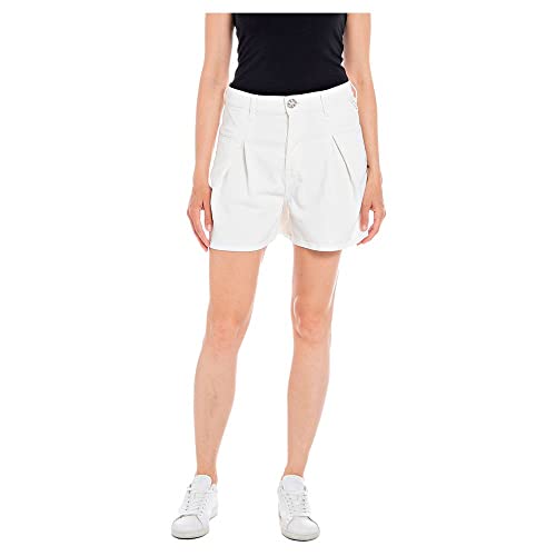 REPLAY Damen WA498 Jeans-Shorts, 707 Creme, 23 von Replay