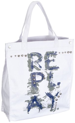 REPLAY FW3138 FW3138.000.a0154 Damen Shopper, Weiss (Optical White), 35x40x13 cm (B x H x T) von Replay