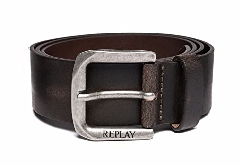 Replay Herren Gürtel aus Leder, Black Brown 128 (Braun), 110 von Replay