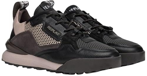 REPLAY Herren Field 2.0 Edgar Sneaker, 167 Black DK Grey, 46 EU von Replay