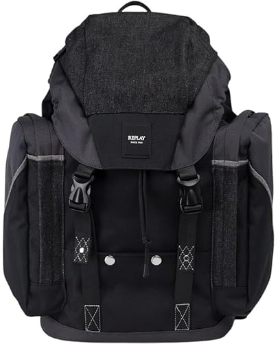 REPLAY Herren FM3752 Rucksack, X048 Granite Gray + Black von REPLAY