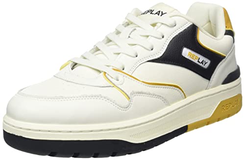 REPLAY Herren GMZ4S .000.C0001L Sneaker, Off Wht Black Yellow 1398, 42 EU von Replay