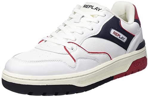 REPLAY Herren GMZ4S .000.C0001L Sneaker, Off Wht Blue Red 3181, 43 EU von Replay