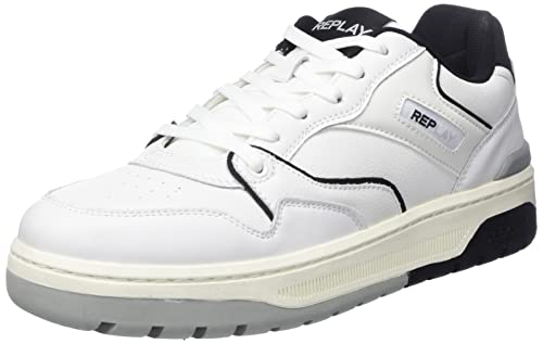 REPLAY Herren GMZ4S .000.C0001L Sneaker, White Black 062, 43 EU von Replay
