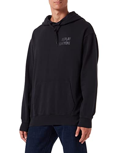 REPLAY Herren M6265 Kapuzenpullover, 098 Black, XS von Replay