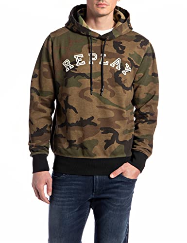 Replay Herren M6275 Kapuzenpullover, 020 Military/Brown/Black, S von Replay