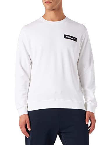 REPLAY Herren M6276 Sweatshirt, 001 White, L von Replay