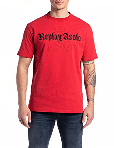 REPLAY Herren M6301 T-Shirt, 665 Chili RED, XL von Replay
