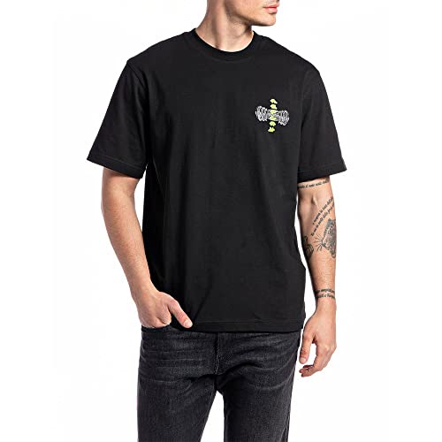 REPLAY Herren M6339 T-Shirt, 098 Black, XS von REPLAY
