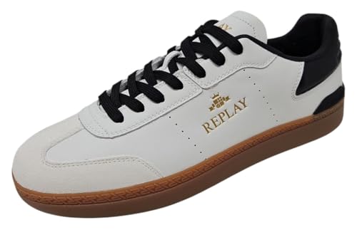 REPLAY Herren Pyper Double Sneaker, 062 White Black, 41 EU von REPLAY