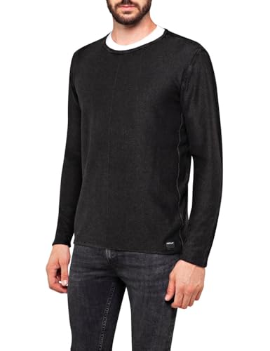 Replay Herren Strickpullover mit Rundhals-Ausschnitt, Black 098 (Schwarz), S von Replay