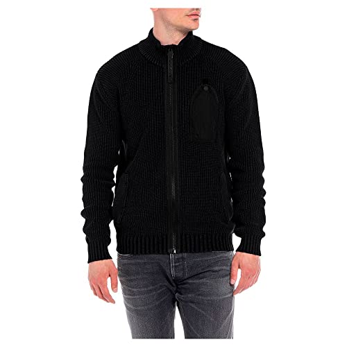 REPLAY Herren UK2755 Strickjacke, 098 Black, XXL von Replay