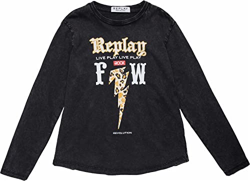 REPLAY Mädchen SG7133 T-Shirt, 098 Black, 6A von Replay