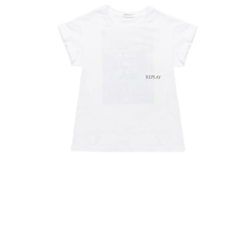 REPLAY Mädchen SG7501 T-Shirt, 001 White, 8A von Replay