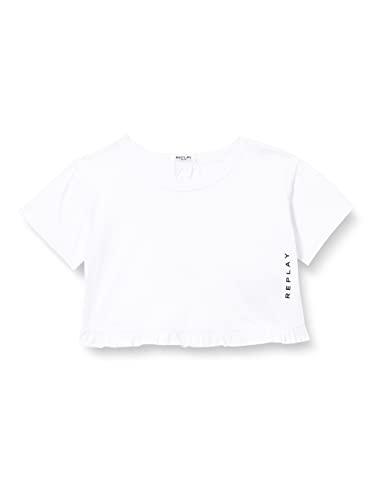REPLAY Mädchen SG7509 T-Shirt, 001 White, 8A von Replay