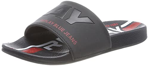 REPLAY Slide JR Boy Hausschuh, 230 Black White RED, 30 EU von Replay