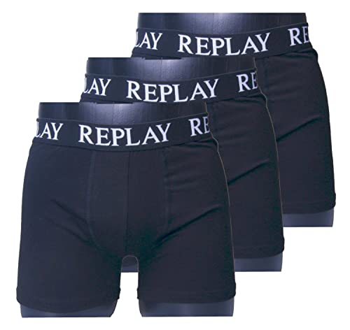 Replay 3-Pack Basic Boxers Schwarz - Große M von Replay