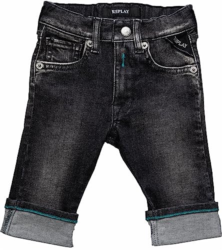 Replay Baby Jungen Jeans mit Umschlagbund, Black 098 (Schwarz), 12 Monate von Replay