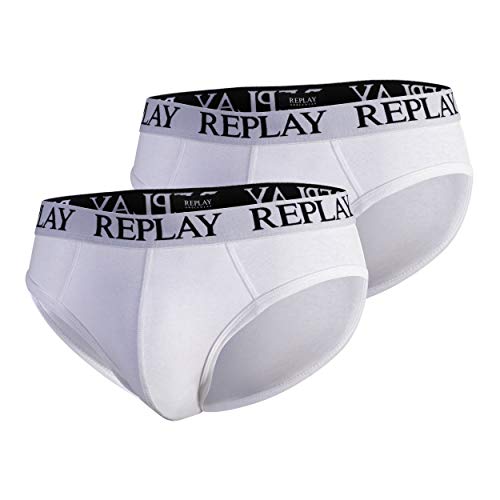 Replay Herren Slip mit Logobund, White/White N190 (Weiß), M von Replay
