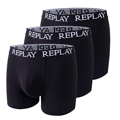 Replay Boxer Style 01/C Basic Cuff Logo 3pcs Box N011 Black S von Replay