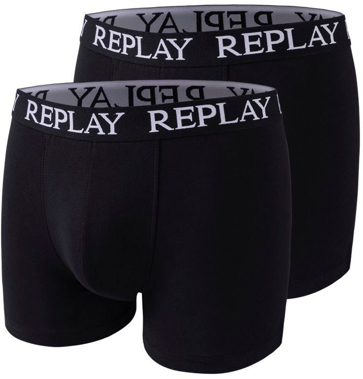 Replay Boxershorts BOXER Style 01/C Basic Cuff Logo 2pcs Box (Packung, 2er) mit Logoschriftzug am elastischen Bund von Replay