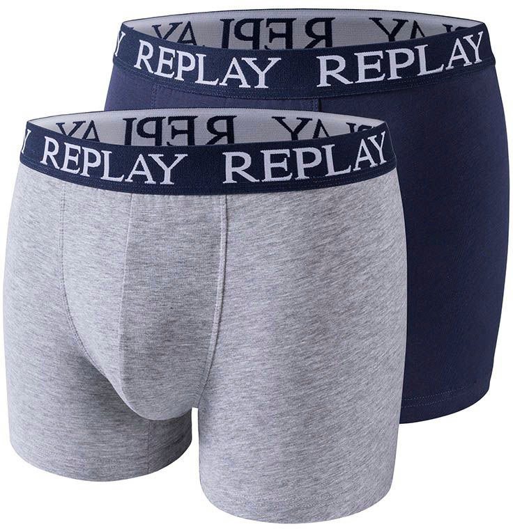 Replay Boxershorts BOXER Style 01/C Basic Cuff Logo 2pcs Box (Packung, 2er) mit Logoschriftzug am elastischen Bund von Replay