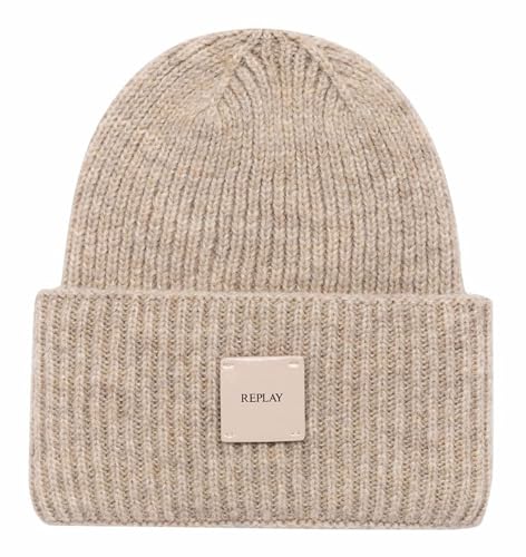 Replay Damen Aw4245 Beanie-Mütze, 0103 Fog, Einheitsgröße EU von Replay