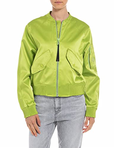 Replay Damen Blouson Jacke mit Reißverschluss, Acid Green 636 (Grün), S von Replay