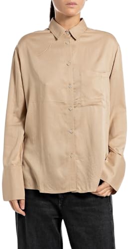 Replay Damen Bluse Langarm Oversized, Braun (Light Coffee 867), XS von Replay