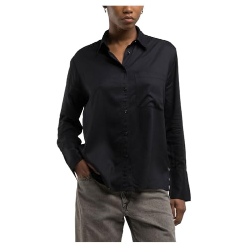 Replay Damen Bluse Langarm Oversized, Schwarz (Black 098), XS von Replay
