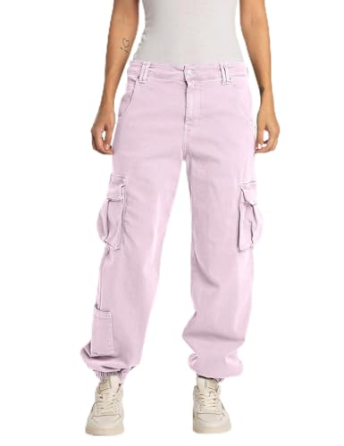 Replay Damen Cargo-Hose mit Stretch, Bubble Pink 066 (Rosa), 29 von Replay