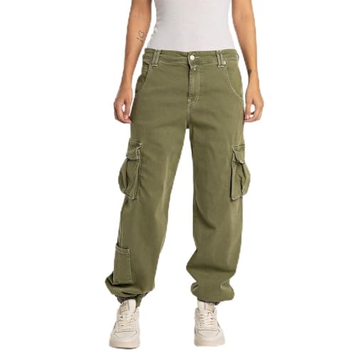 Replay Damen Cargo-Hose mit Stretch, Light Military 833 (Grün), 26 von Replay