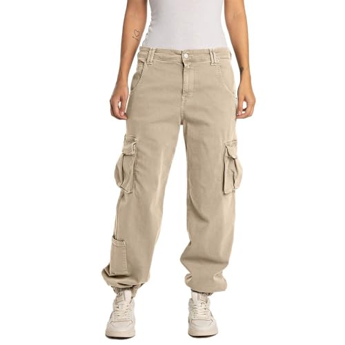 Replay Damen Cargo-Hose mit Stretch, Sahara 225 (Beige), 26 von Replay