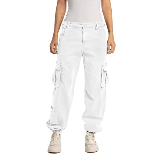Replay Damen Cargo-Hose mit Stretch, Optical White 001 (Weiß), 26 von Replay