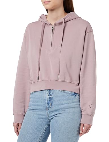 Replay Damen Hoodie mit Reißverschluss Halber Zipper, Powder Rose 465 (Rosa), S von Replay