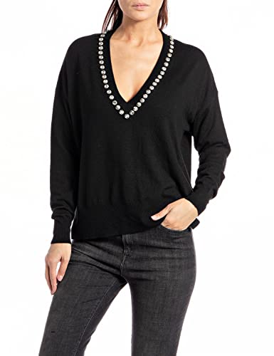 REPLAY Damen DK1460 Pullover, 098 Black, XL von Replay